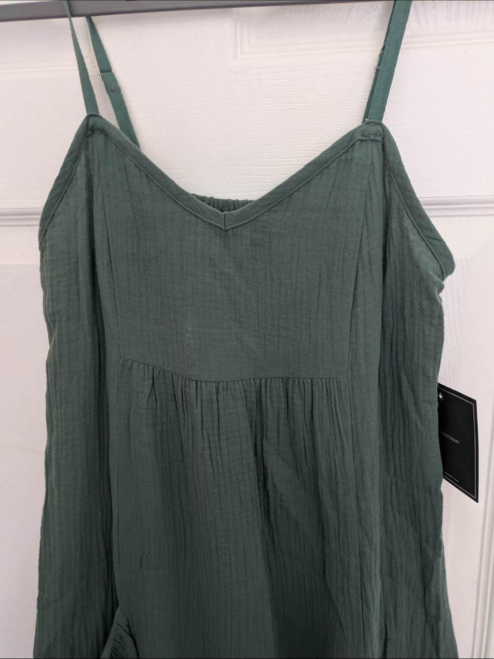 NWT Sweet Rain Green Cotton Gauze Tiered Maxi Sundress with Pockets